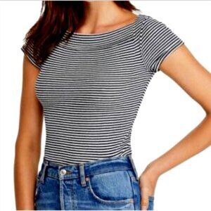 Free People We the Free Ahoy Striped Tee Sz S #46D‎